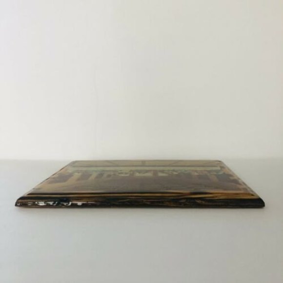 VTG Last Supper Da Vinci Decoupage Religious Wall Hanging Burnt Wood 11" x 9.5" - Picture 6 of 11